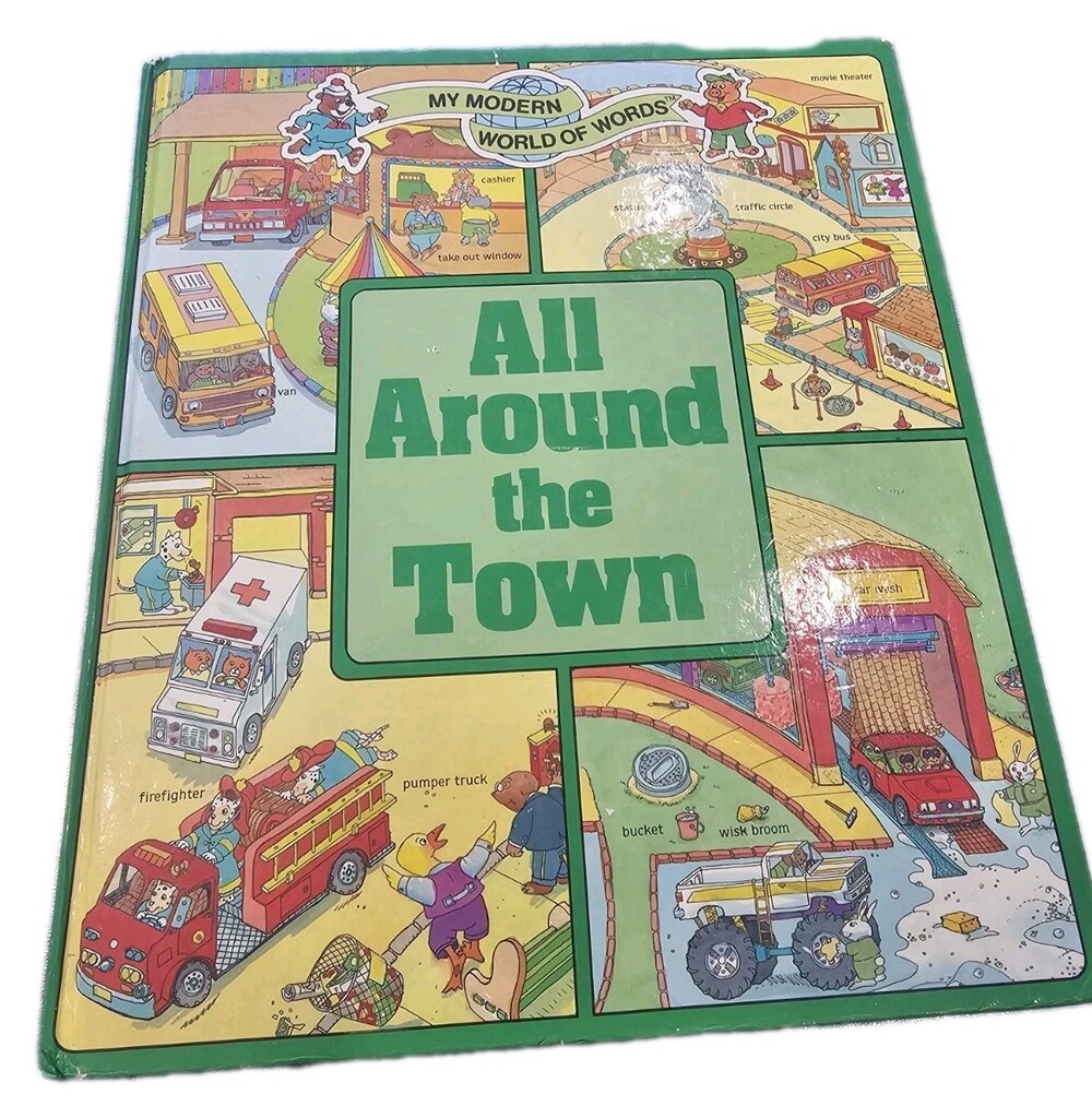 Vintage All Around the Town Children’s Learning Picture Book My Modern World of